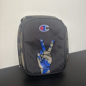 Champion Camo Blue Peace Sign Lunch‎ Bag Tote Pouch School Handle